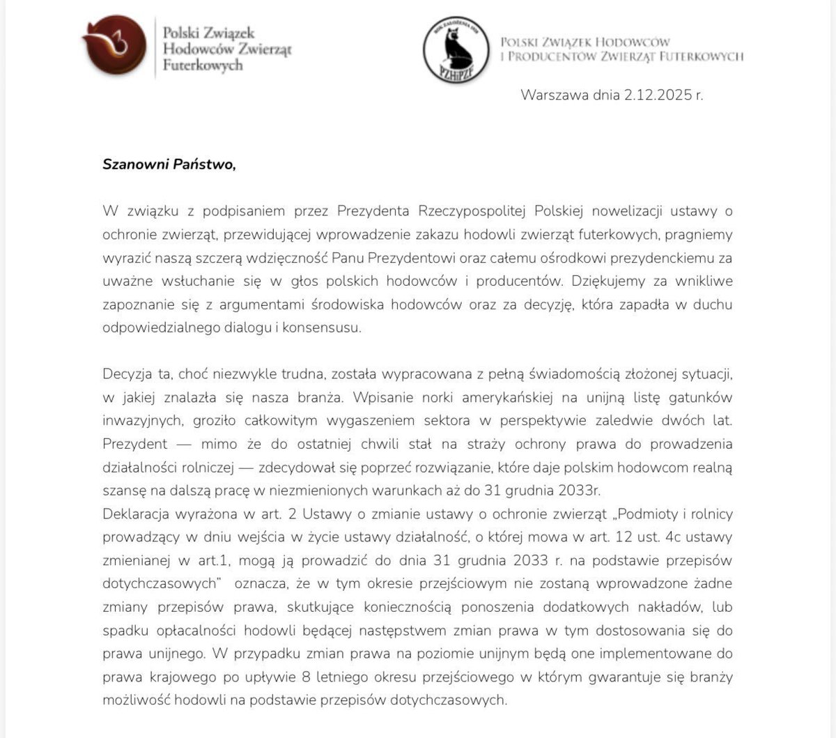 List od branży futrzarskiej.

Konfa i Braun morda w kubeł bo trzepiecie pianę byle trzepać!