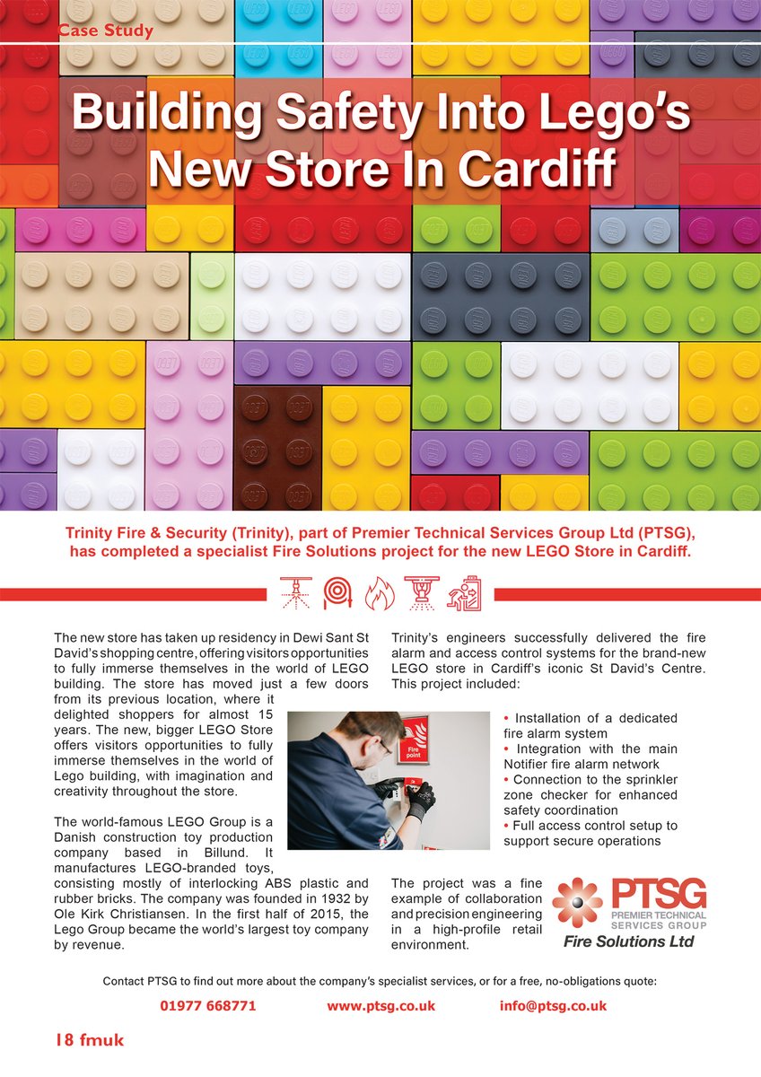 FMUKmagazine1's tweet image. Latest Issue📰: @Trinity_FireSec part of @PTSG_LTD, has completed a specialist #FireSolutions project for the new LEGO Store in Cardiff, delivering a #FireAlarm and #AccessControl system.

➡️fmuk-online.co.uk/building-safet…
#facman #FacilitiesManagement #compliance #safety #FireProtection