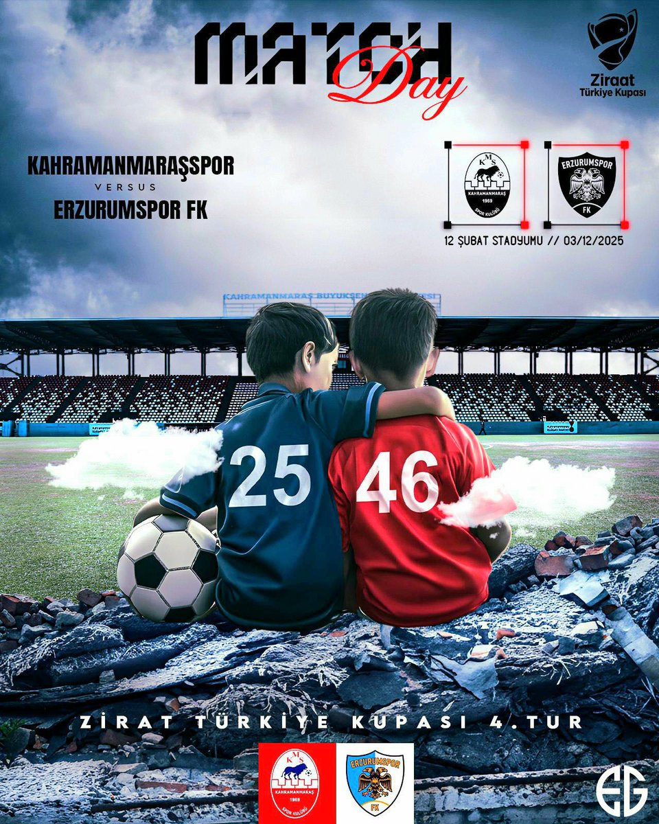 MATCHDAY

🏆 Ziraat Türkiye Kupası 4.Tur Karşılaşması 
🆚 K.D Kahramanmaraşspor
🗓️ 03.12.2025
🕰 13.30
🏟️ 12 Şubat Stadyumu
📲 #KHMvERZ

#erzurumspor #Zaferiçin #ederler