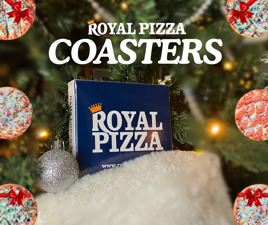 🍕 Add a slice of cheer to their stocking this year… our new coaster sets are here! 🍕

For only $24.95, every mini pizza box contains a set of 4 Royal Pizza favourites: Royal Special, Fred's Special, Meat Lovers, and Ham &amp; Fresh Tomato.

Limited supply, get yours today!