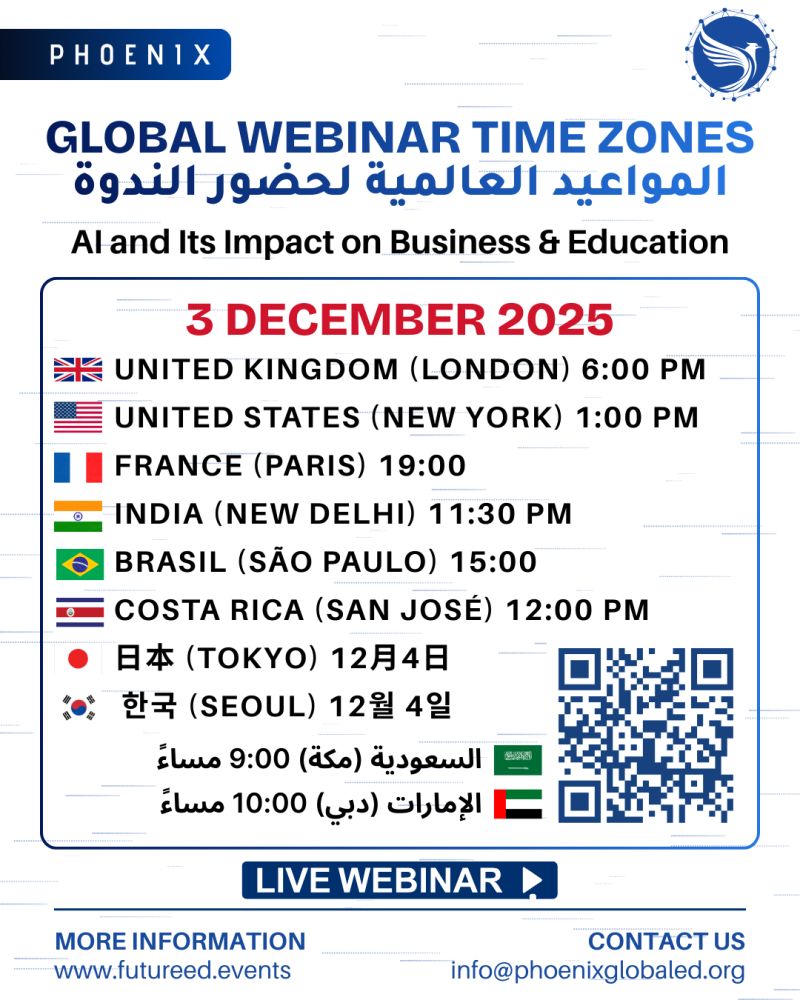 AIMETA Studio warmly invites you to join the inspiring free webinar “AI and Its Impact on Business &amp; Education”, presented by Dr. Rana Kandil.
Tomorrow, the webinar starts here — check your time zone. 🚀
👉 Register now using the QR code
or lnkd.in/d__yK26z