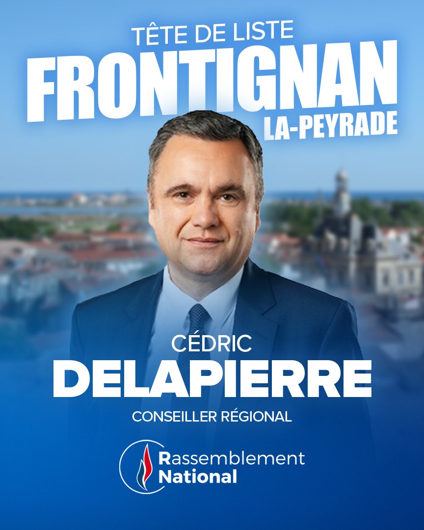 🇫🇷 À Frontignan-la-Peyrade, <a href="/CDelapierre/">Cédric Delapierre</a> est la tête de liste du Rassemblement National pour les municipales !

Conseiller régional, il conduira la seule liste capable de mettre fin à des décennies de mauvaise gestion socialiste, afin de redynamiser l’économie locale, renforcer
