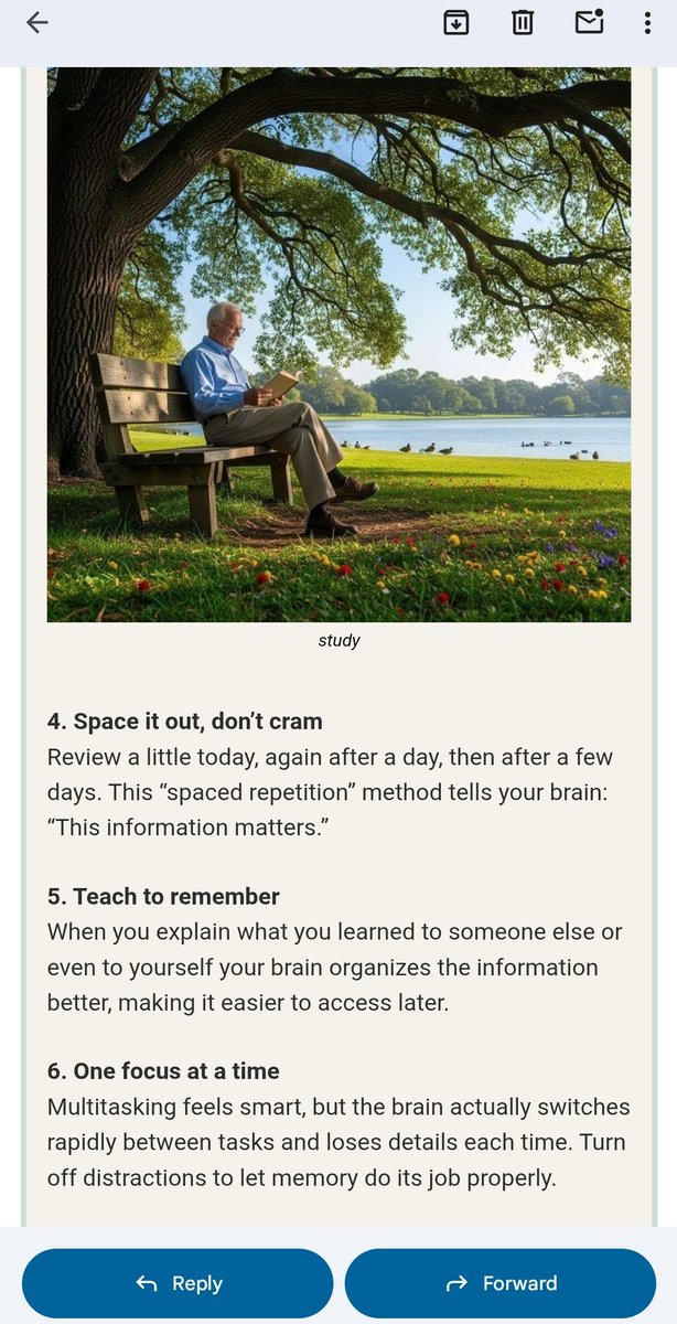 squirrelpeace's tweet photo. Memory isn’t a storage box, it’s a muscle.
Train it with smart habits take breaks, move your body, sleep well, and review often.
Focus deeply. Recall, don’t just read.
Learn smarter, remember longer.

Subscribe: https://t.co/zYerLQDQ7a

#Knowledge #Learning #memory https://t.co/55qNWgNFQL