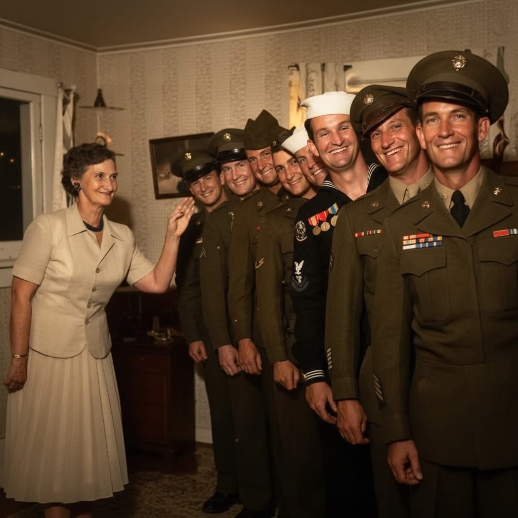 "The Mother and Her Eight Sons, All Served in WWII, All Came Home. 

#WWII #Family #Heroes