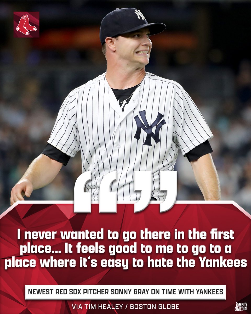 TalkinYanks's tweet image. Sonny Gray says it feels good to be in Boston since he &quot;never wanted to go&quot; to New York