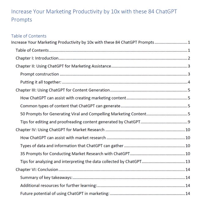 ChatGPT is a FREE marketing assistant

But only if you know how to use it correctly.

That's why I built a MASSIVE chatgpt marketing guide:

84+ new prompts that actually make sense

And for 24 hours, it's free!

Just:

✅ Follow <a href="/MetaStackhub/">Meta Stackhub</a>
✅ Retweet
✅ Reply 'brains'
