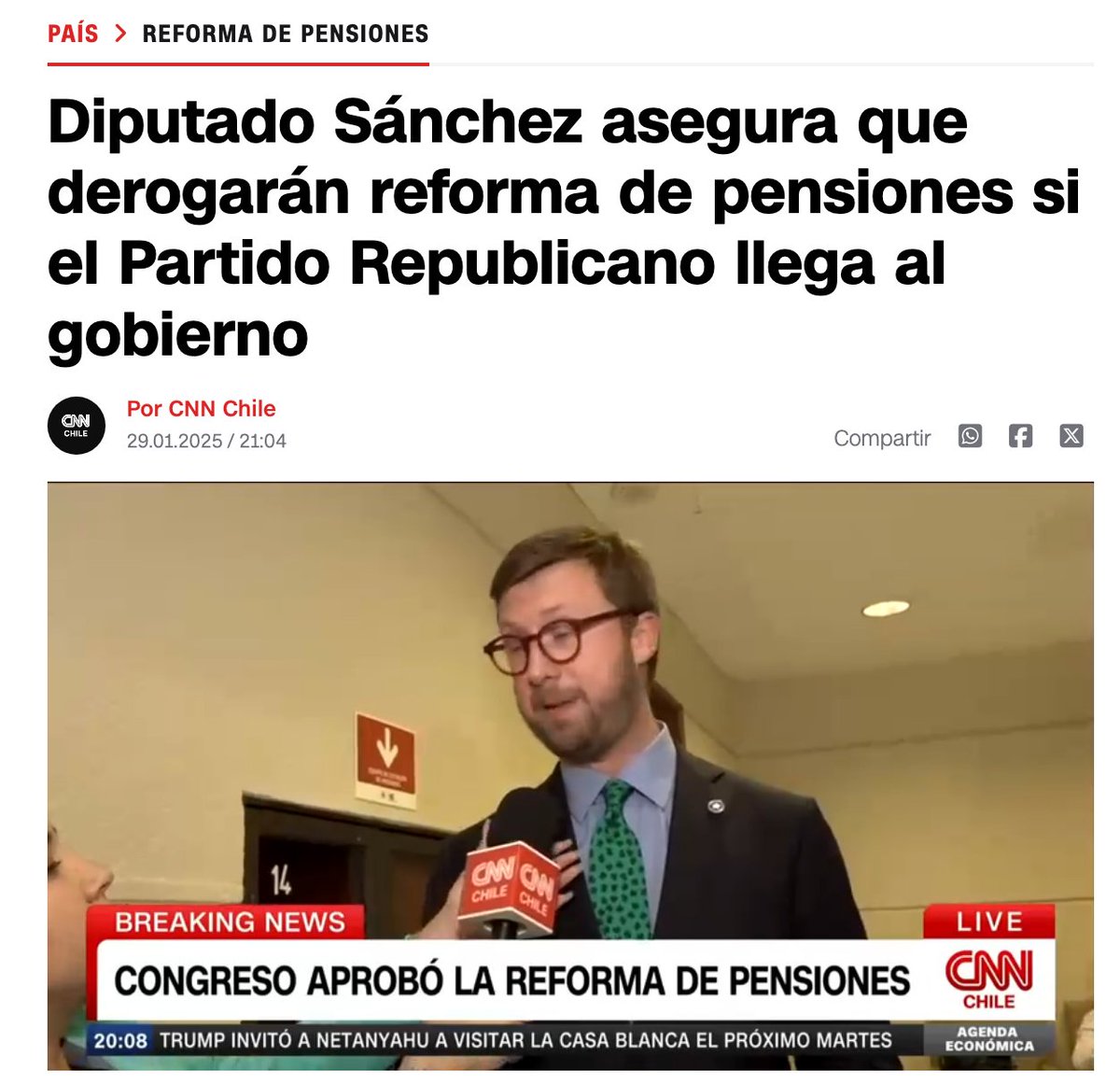 fotohistoriacl's tweet image. CNN Chile, 29 de enero de 2025.