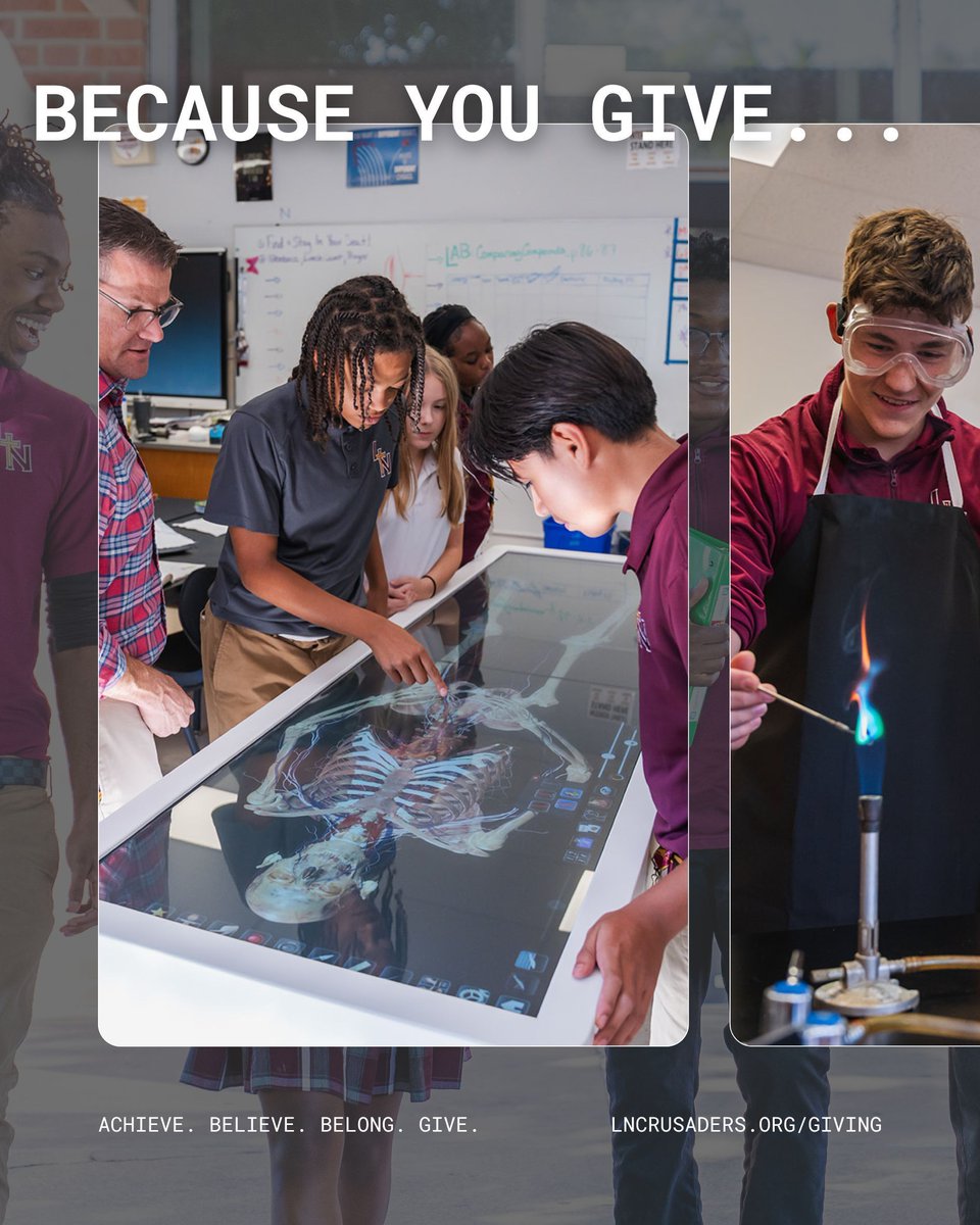 lncrusaders's tweet image. Because You Give… We Can Learn Things We Never Would Have Before
Because you give, our students are exploring new subjects, discovering their strengths, and growing in ways they never imagined. 

Make your gift today: buff.ly/N0ulxPT
#AchieveBelieveBelongGive #LN