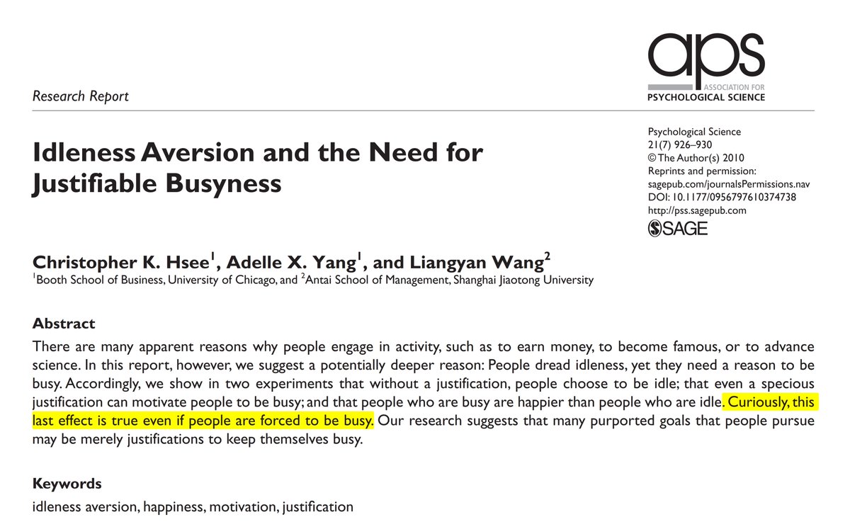 Zorla meşgul edilmek bile, boş durmaktan daha çok mutlu ediyor.
İnsan zihni boş durmayı değil, amaç hissini ve meşguliyeti seviyor.