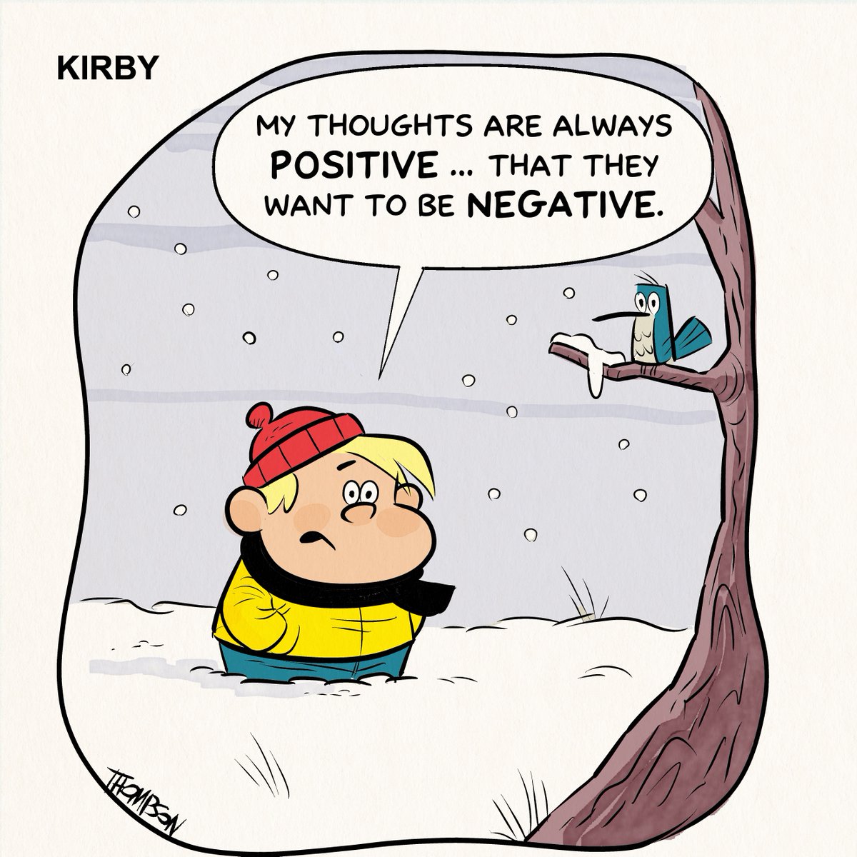 Thompsoncomics's tweet photo. Positively, Kirby! #comicstrips #comicstrip #comicseries #dailydrawings #dailydrawing #humor #funnycomics #funnycomicstrips #sliceoflife #sliceoflifecomic #fears #stayingpositive #feelings #feelingsquotes #party #sleep #thoughtsatnight #burnout #facingfears #emotions #noworries https://t.co/4lmKABrGfs