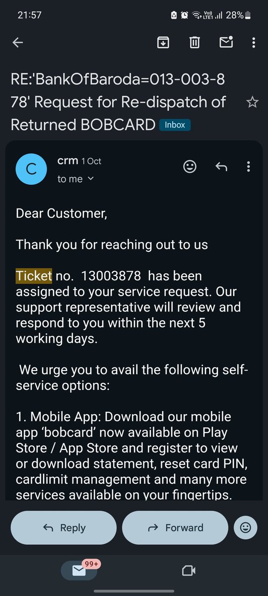 Yogeshjangra105's tweet photo. @bankofbaroda Honestly fed up with bob. After 3 month, multiple emails, address proof, confirmations  still NO CREDIT CARD. It’s sent back without ANY delivery attempt.
Your call center is a joke — endless hold, no response, calls disconnected, zero accountability.
#WorstService https://t.co/lm6MjKXNIP