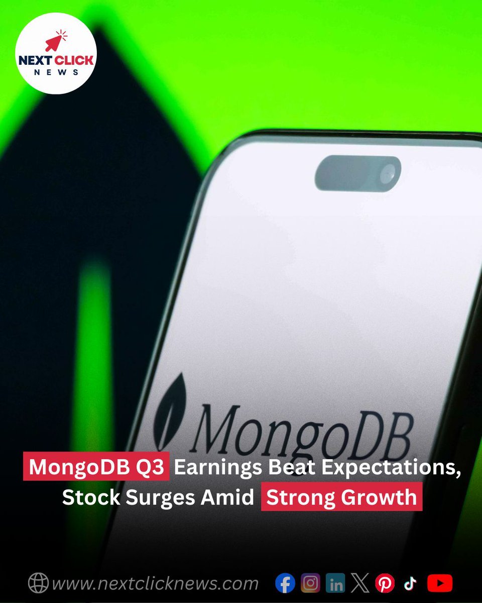 NextClickNews's tweet image. 📈 MongoDB announced its Q3 earnings, which significantly beat analyst expectations, causing the company&apos;s stock to surge amid signs of strong growth. 

🔗 News link: nextclicknews.com/2025/12/02/mon…

#nextclicknews #MongoDB  #Q3earnings  #stockmarkets  #TechStocks  #clouddatabase