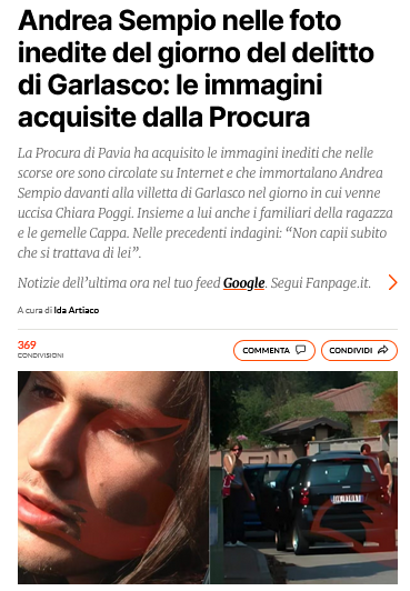 riktroiani's tweet image. Sono state acquisite dalla Procura di #Pavia le immagini inedite che a 18 anni dal delitto di #Garlasco sono circolate in rete e che ritraggono alcuni momenti di quel 13 agosto 2007, il giorno che #ChiaraPoggi fu uccisa. 

Le foto in questione, in cui compaiono Andrea #Sempio,