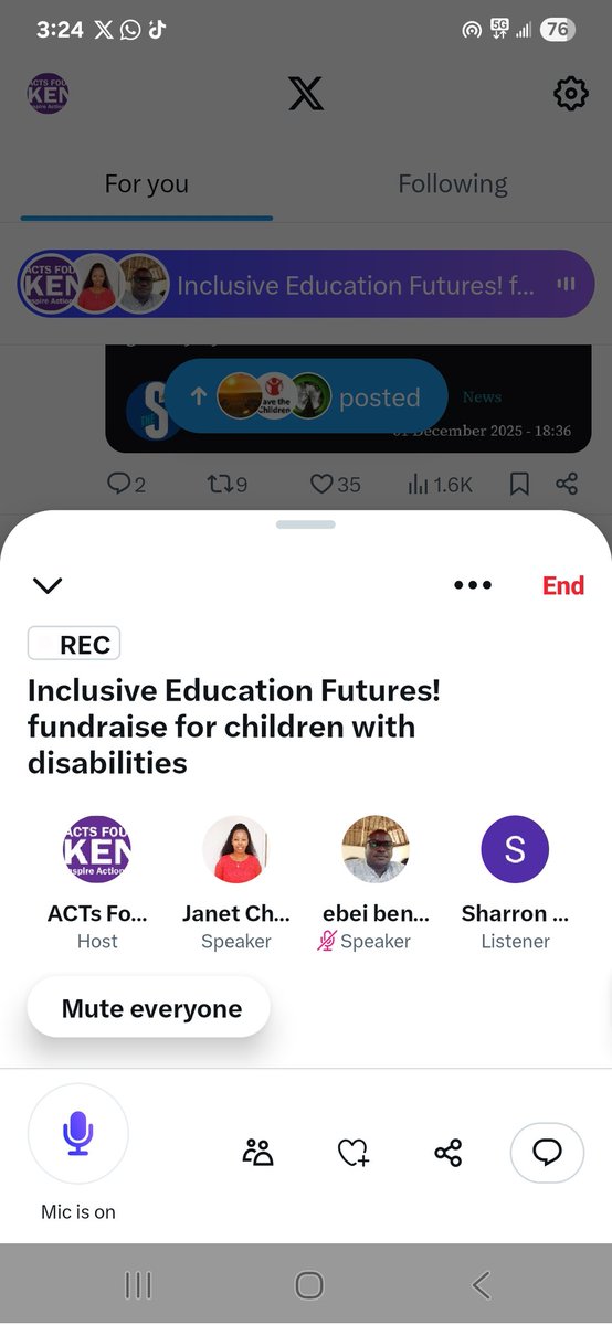 <a href="/RickySumbu/">Hassan Sumbu</a> Today, I hosted an X Space with Benson Ebei from <a href="/Ncpwds/">ncpwds</a> on IDPD2025, inclusion, and fundraising for children with disabilities, Together, we explored how to support every child’s dreams. #IDPD2025 <a href="/JahnetChela/">Janet Chelangat</a> <a href="/ACTsFoundKE/">ACTs Foundation KE</a>