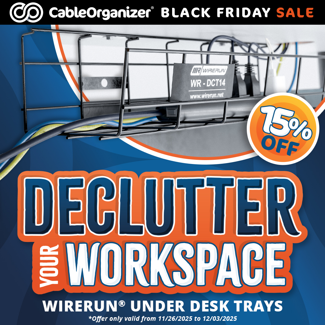 CableOrganizers's tweet image. Give your workspace a clean sweep! 🖥️ Get 15% OFF WireRun® Under Desk Trays. Perfect for hiding cords and keeping your desk clutter free. Offer ends 12/03!

#CableOrganizer #WorkspaceSetup #ClutterFree #HolidayDeals #BlackFriday #CyberMonday #PowerUpYourDesk #DeskTech