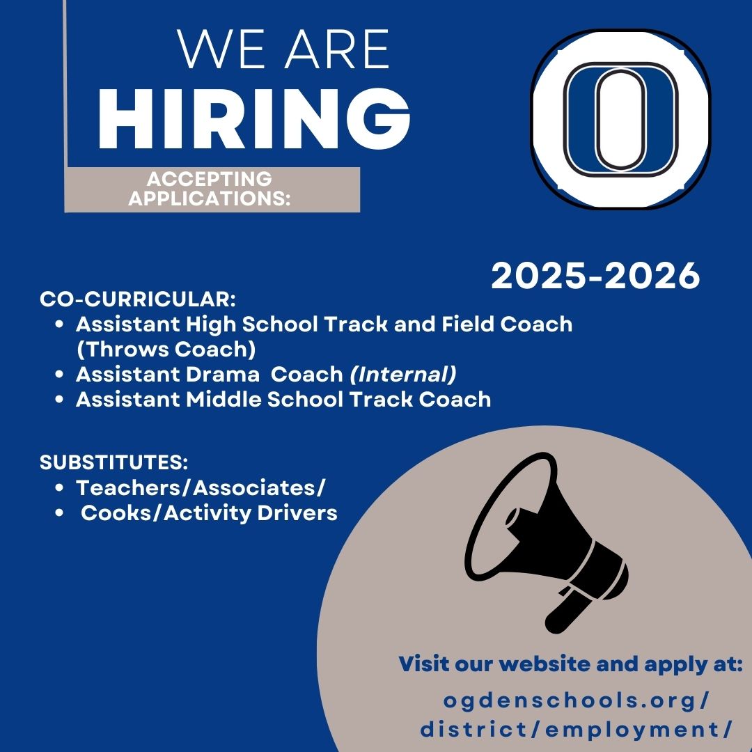 🌟 Ogden Community Schools is Hiring! 🌟
Join a team that feels like family and make a real impact every day. We’re looking for positive, student-focused people to help us grow, support, and inspire our Bulldogs! 🐾
👉 Apply today and make a difference!
#OgdenCSD #NowHiring