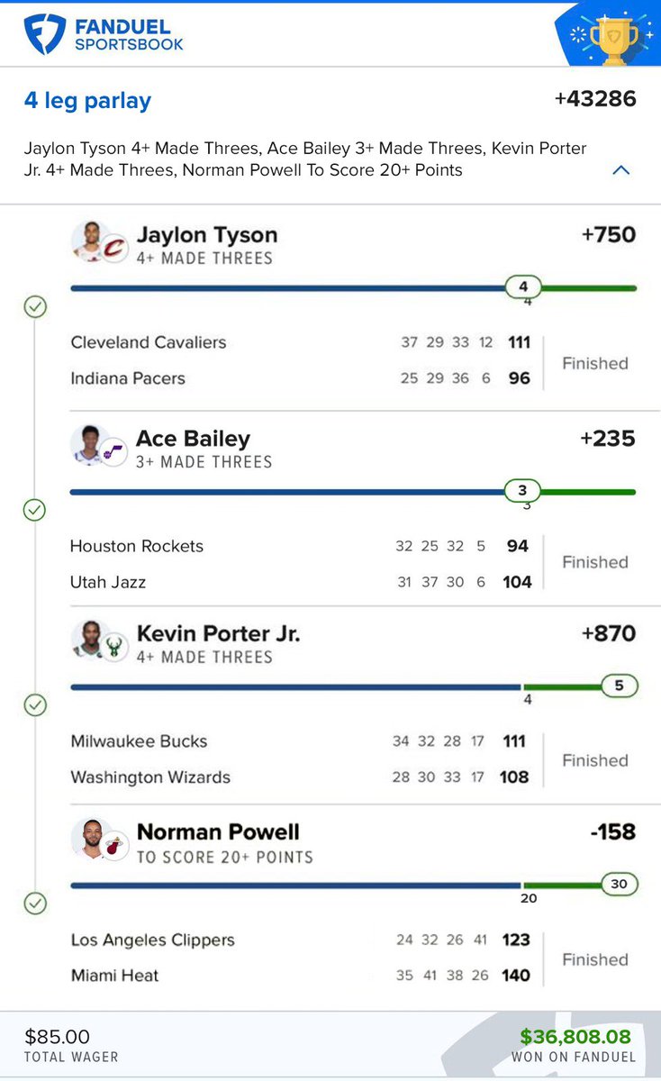 kingtipster50's tweet image. JUST WOKE UP TO A FANDUEL NOTIS… AND WE CASHED🍀

This 4-leg heater went CRAZY—every pick smacked PERFECTLY.

GIVING $500 TO EVERYONE ON THAT LIKES+RETWEET-BLOW IT UP AND COMMENT YOUR TAG❤️