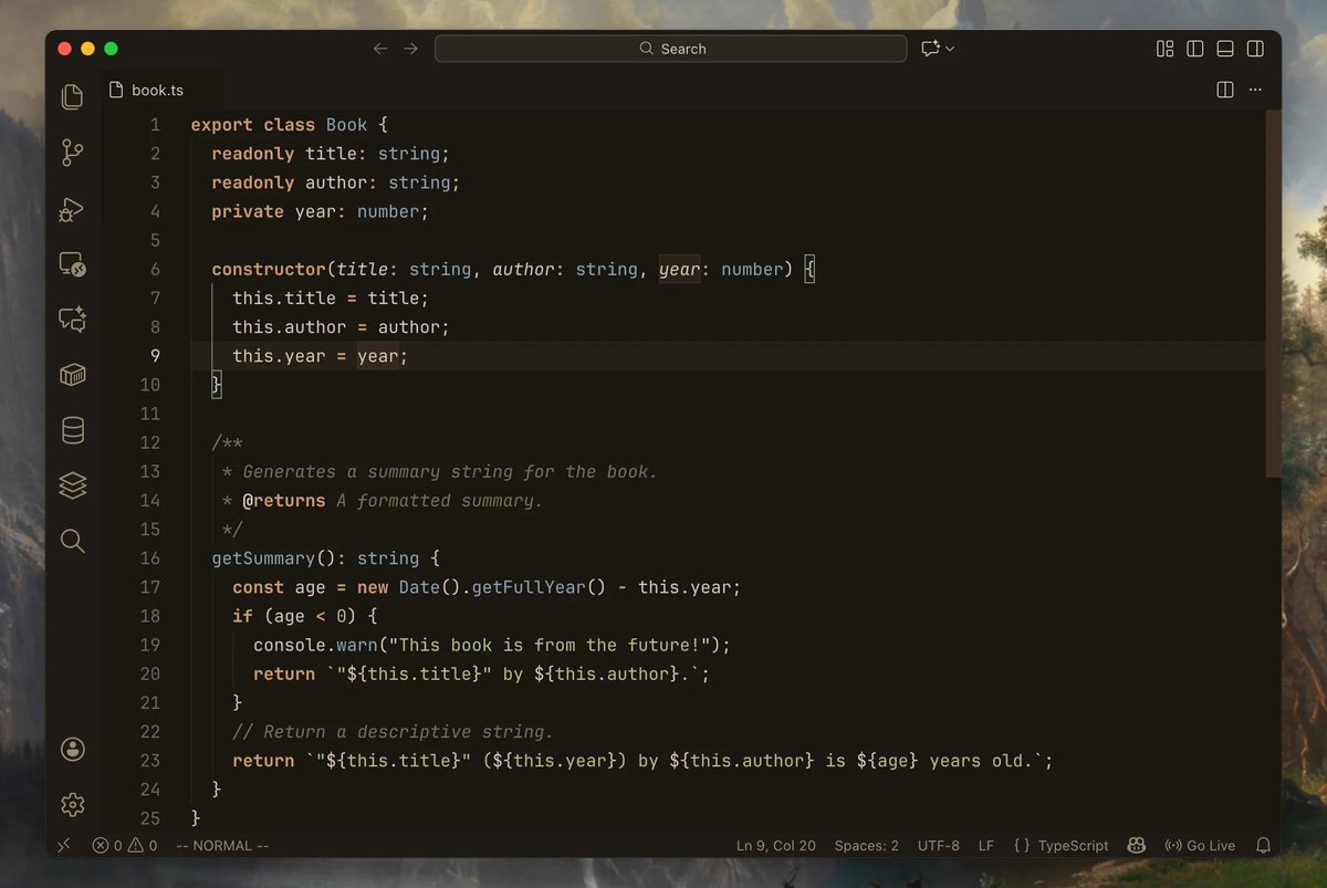 konstantin's tweet image. Old Book theme. Now in Dark Mode. 📖🕯️

A soft, warm color scheme inspired by aged paper.

Links here ⬇️ #VSCode #DarkMode