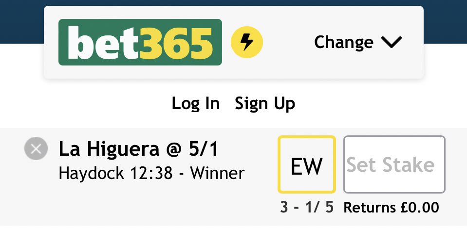NAP 🐎

12:38 HAYDOCK
LA HIGUERA

1.25 UNIT WIN BET @ 5/1 💷