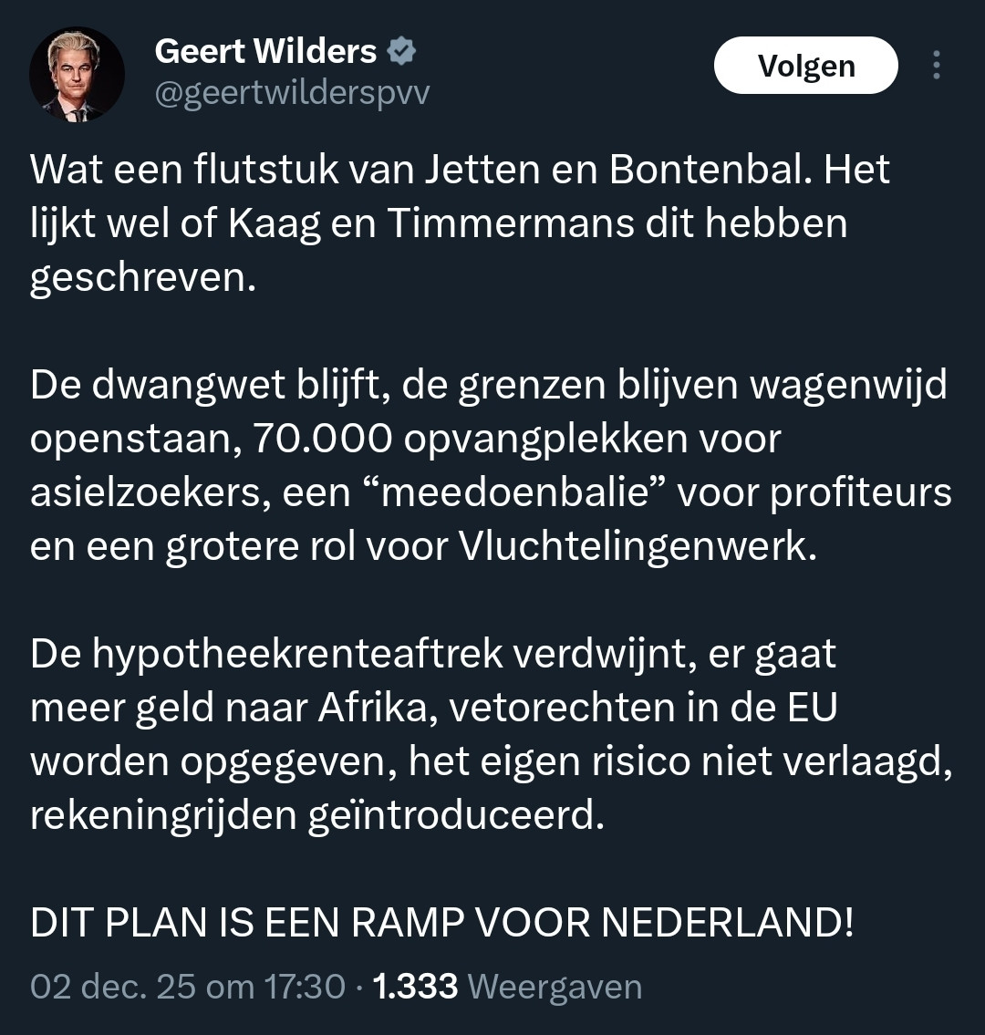 marcelbar8's tweet image. Huilebalk #Wilders is tegen.
Dat is pure winst.

#formatie #Jetten #Bontenbal #Buma