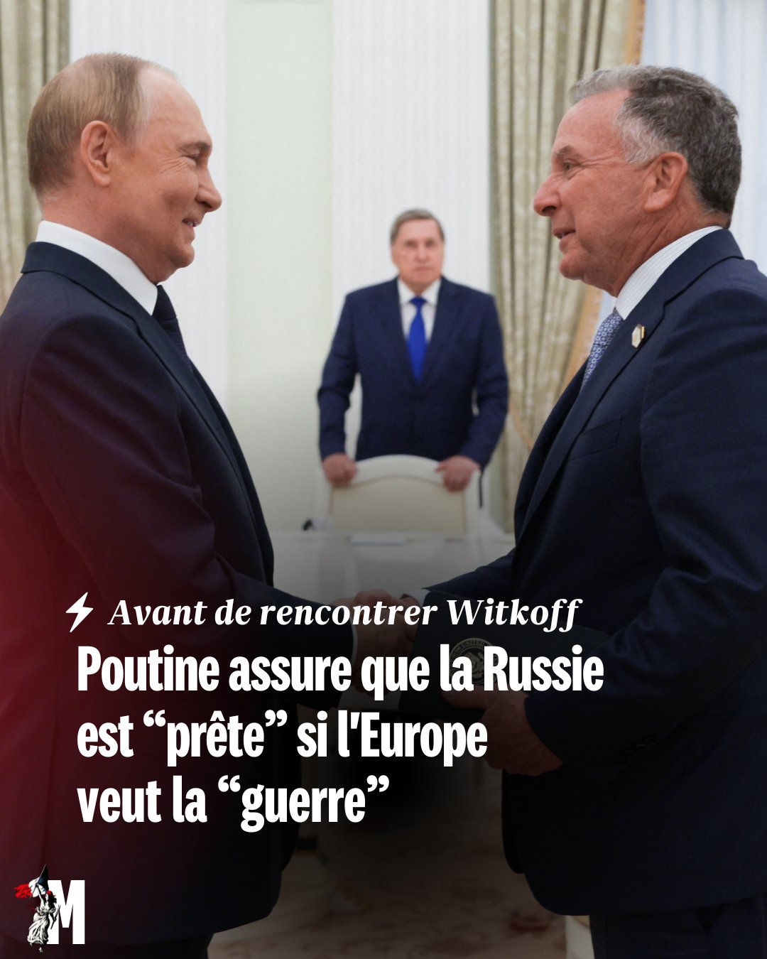 Le président russe Vladimir Poutine a assuré mardi ne pas souhaiter une guerre avec l'Europe, mais y être "prêt" si les Européens "le souhaitent et commencent", peu avant des consultations avec l'émissaire américain Steve Witkoff à Moscou.