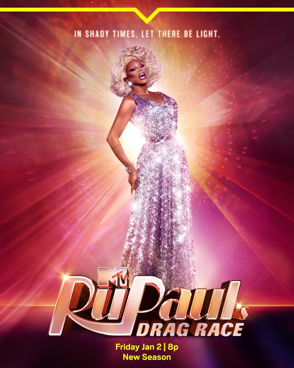 RuPaulsDragRace's tweet image. Let there be light! 🌈 #DragRace Season 18 premieres FRIDAY JAN 2 at 8p on @MTV! 👑