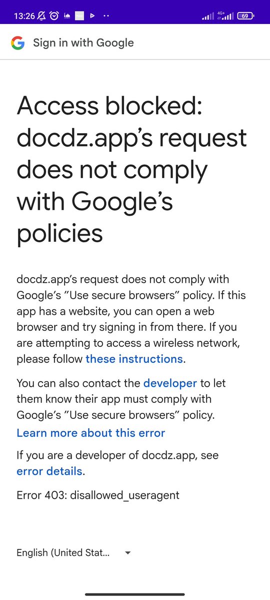 noureddine63994's tweet image. Got the 403: disallowed_useragent error today.
Google blocks OAuth inside WebViews now.

Fix: use system browsers (Chrome Custom Tabs / SFSafariViewController) for Google Sign-In.

#AndroidDev