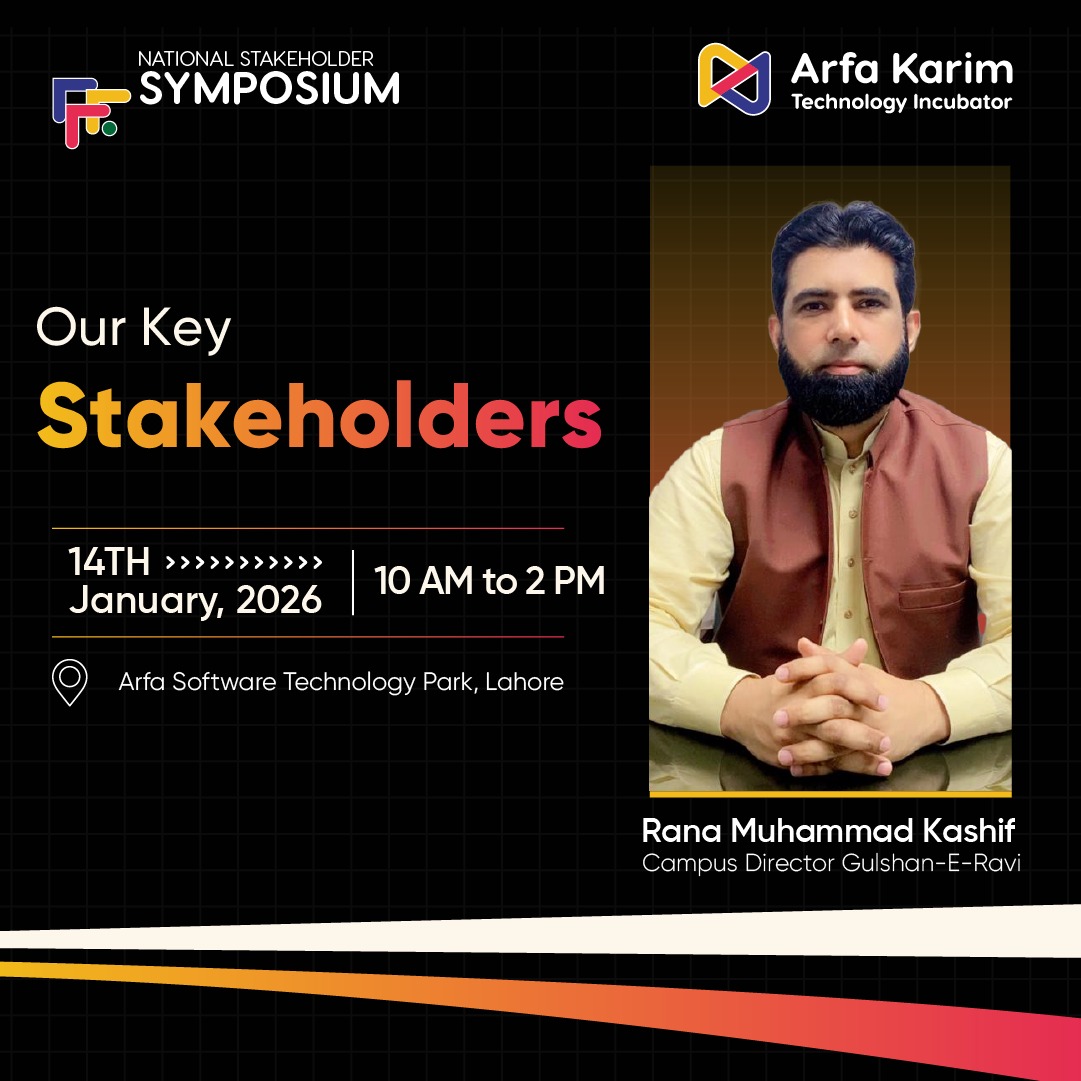 ArfaKarim_Tech's tweet image. Rana Muhammad Kashif, Campus Director Gulshan-e-Ravi, expands opportunities &amp;amp; growth for learners. 
Partner Now: forms.gle/Zs1LcLNkLd6skY…
Investor Registration 2026: forms.gle/fUx1BK2S2q7AUW…
#AKTI #ArfaKarim #CampusDirectors #NationalStakeholderSymposium #RevivingTheVision