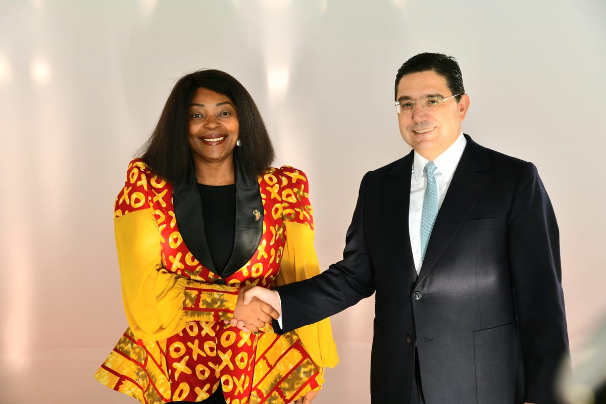Rencontre ce jour entre M. Nasser Bourita et la Secrétaire d’Etat chargée des Organisations Internationales de la République de Guinée-Equatoriale, Mme Mari-Cruz Evuna Andeme : le 🇲🇦 et 🇬🇶 déterminés à intensifier et diversifier leur coopération dans des secteurs d’intérêt commun