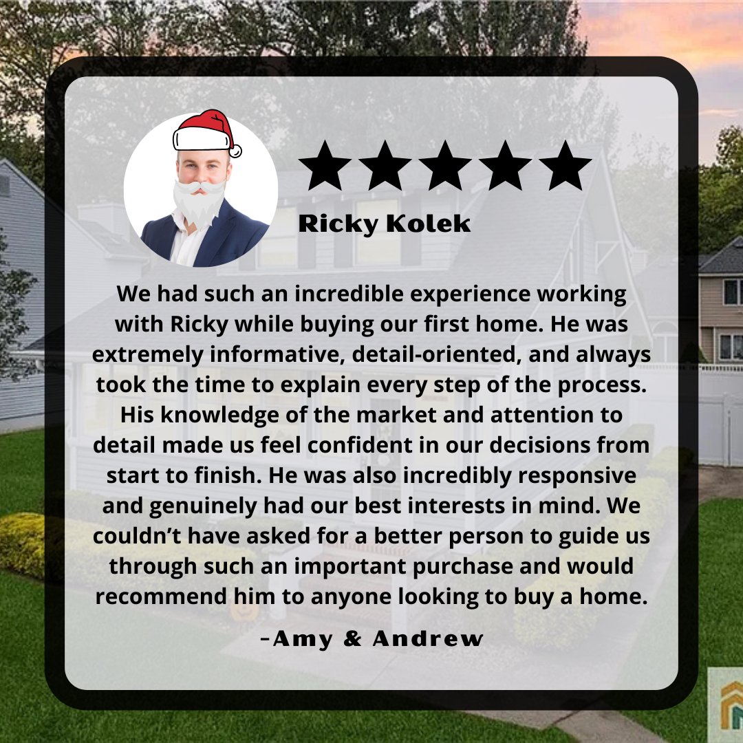 RickKolek's tweet photo. Even Santa agrees first-time buyers deserve a smooth (and fun) experience. 🎅🏡Huge thank you to Amy &amp; Andrew for the thoughtful review! Ready to sleigh your home search? Let’s chat. 🎄✨ 
#NJRealEstateGeek #ClientLove #HolidayHomes #SleighTheMarket https://t.co/0yyYzFEmMS