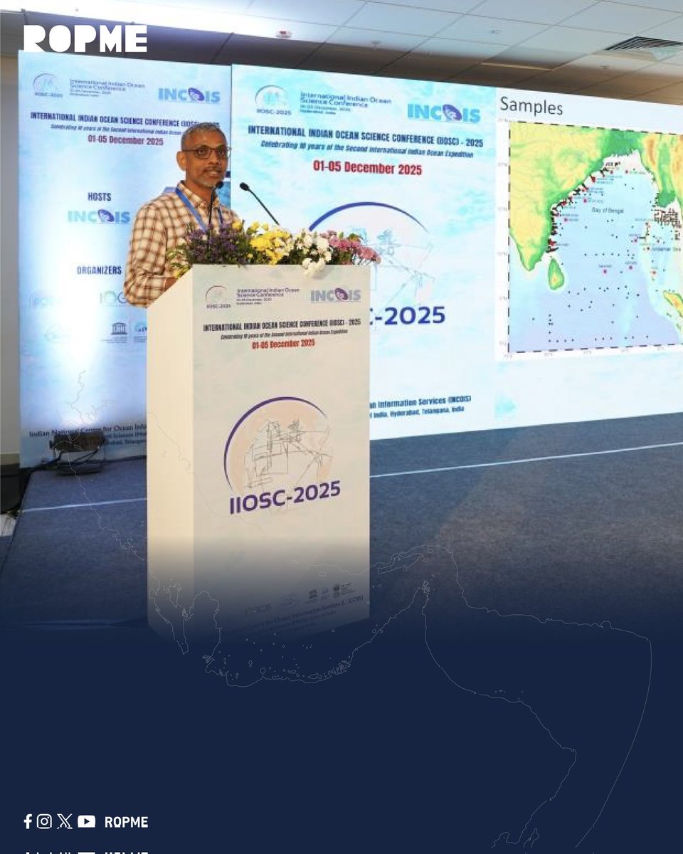ROPME's tweet image. ROPME participates in the International Indian Ocean Science Conference 

After ten consecutive years of research &amp;amp; surveys of the Indian Ocean, the Int. Indian Ocean Science and Research Conference began yesterday at the headquarters of the National Center for Ocean Information…