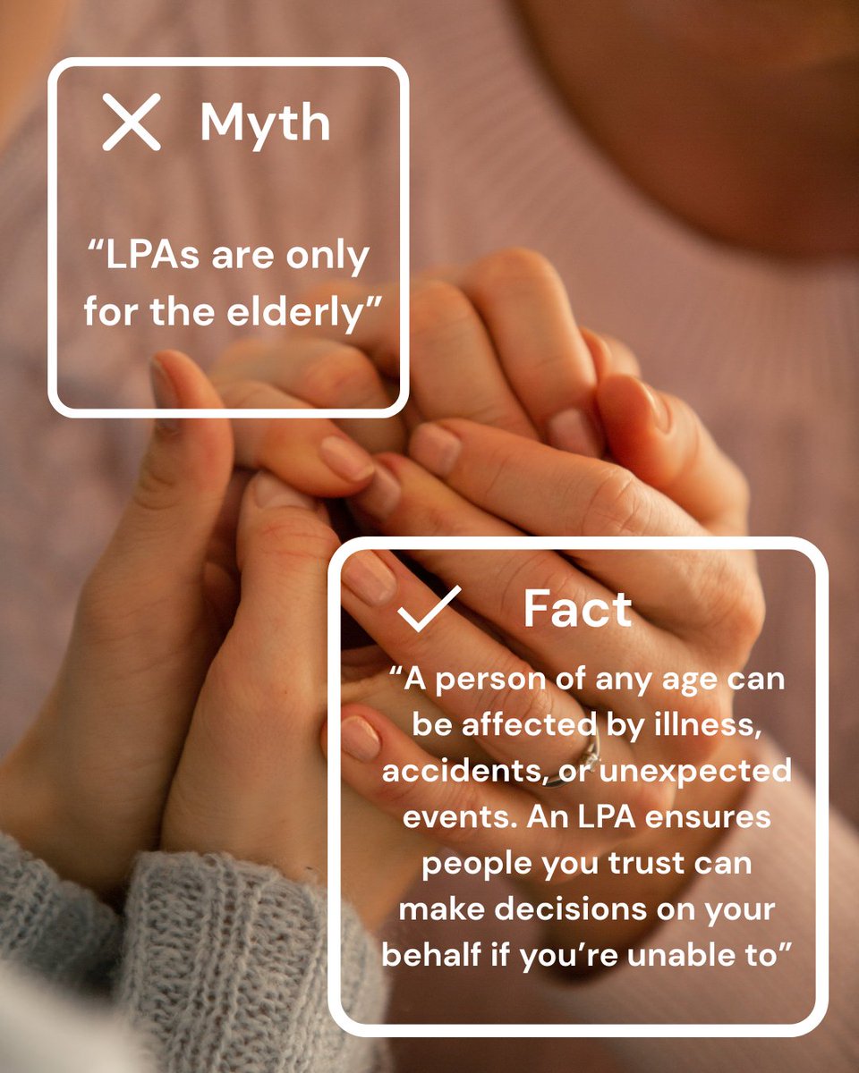 fidlerpepper's tweet image. Think LPAs are only for the elderly? Think again! 🙅‍♂️

Life is unpredictable at any age — planning ahead is empowerment. 

#MythBusted

To find out more get in touch 01623 45 11 11
Or visit our website.