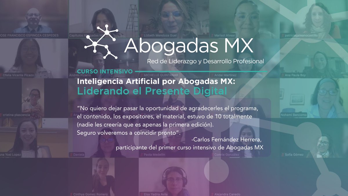 ¡GRACIAS A TODAS LAS PERSONAS QUE PARTICIPARON EN EL PRIMER CURSO INTENSIVO DE ABOGADAS MX!

#IA
#CursosAbogadasMX