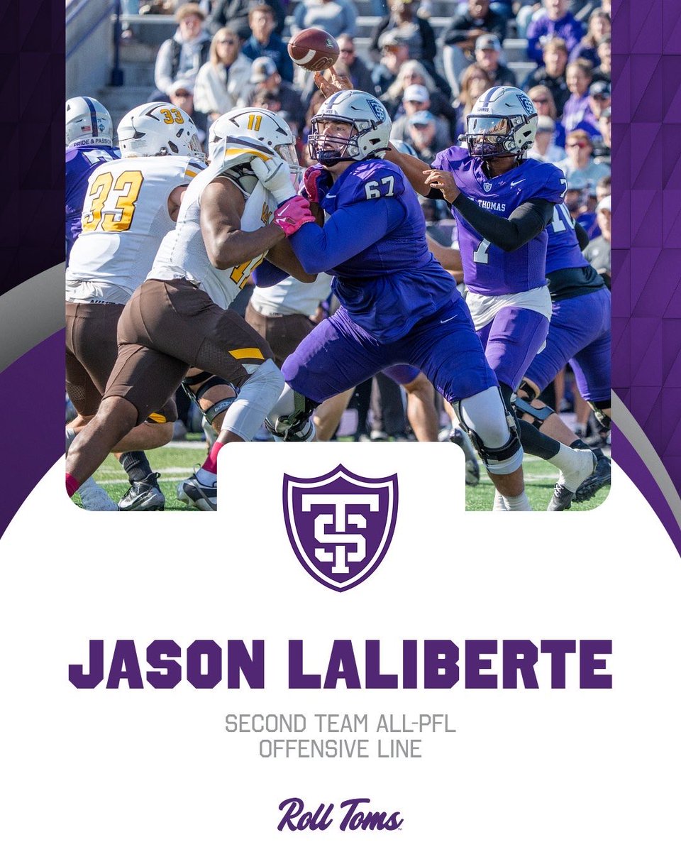 Congrats <a href="/Laliberte_ust67/">Jason Laliberte</a> on <a href="/PFLNews/">Pioneer Football</a> All Conference Honors #Earned

#Passion26 • <a href="/UofStThomasMN/">University of St. Thomas</a> 🟣⚪️⚫️