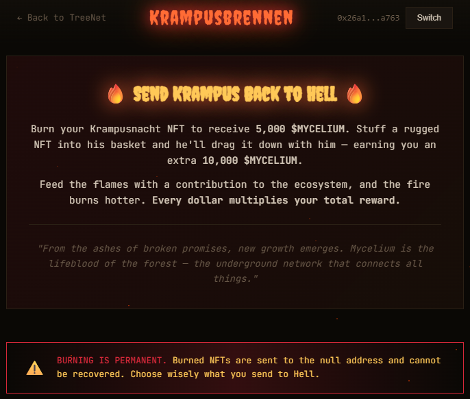 Krampus Nacht begins on Dec 5.  

$MYCELIUM is not a memecoin.  it is the lifeblood of the forest.