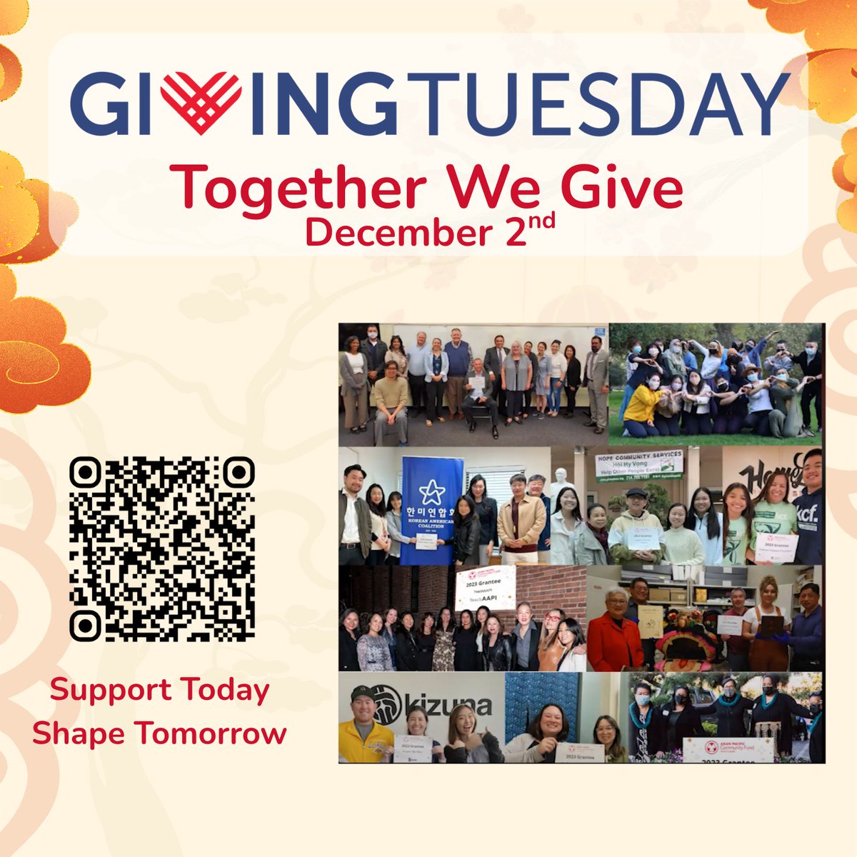 Today is the big day — #GivingTuesday!

APCF uplifts AAPI orgs through free capacity-building programs and unrestricted grants.

Support Today, Shape Tomorrow.
Donate today to empower our AAPI community.
#APCF #SupportAAPI #CommunityImpact