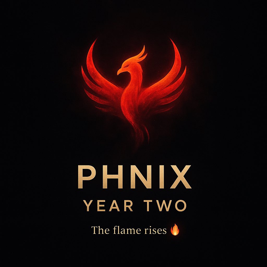 One year of fire
One mission
One rising

Today $PHNIX enters its second cycle.
The cycle where sparks become flames
And flames become ascendancy

The flame gathers
The momentum awakens
The ascent begins

Happy Year Two! 🐦‍🔥