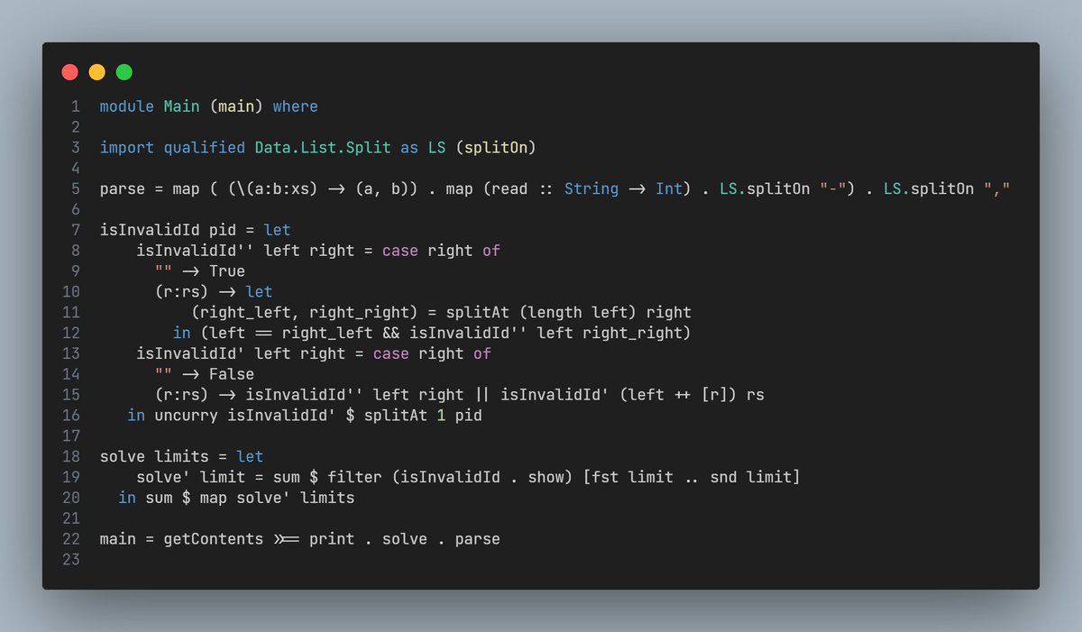 mehdidotcafe's tweet image. Haskell Advent of code Day 2 Completed ✅

Not so hard today 😎

 github.com/mehdidotcafe/a… 

#AdventOfCode #Haskell #functionalprogramming