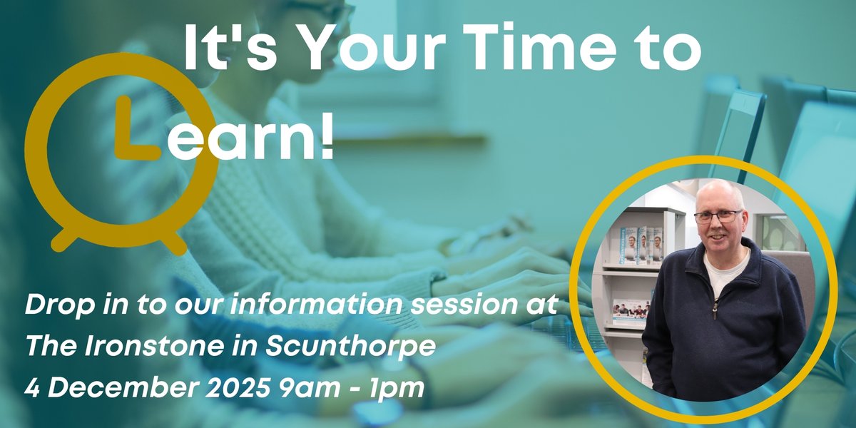 NthLincsAdultEd's tweet image. We shall be at The Ironstone Centre this Thursday 4th December 2025.  9am - 1pm
Ironstone Centre, West Street, Scunthorpe DN15 6HX
Drop in to find out more about our courses. @JCPinHumber @NCSWendyW @NCS_Jess #freecourse #northlincs #EducationForAll