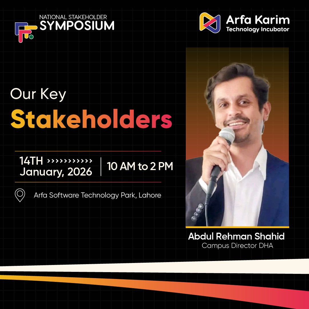 ArfaKarim_Tech's tweet image. Abdul Rehman Shahid, Campus Director DHA, champions innovation, discipline &amp;amp; opportunity for learners.
Partner Now: forms.gle/Zs1LcLNkLd6skY…
Investor Registration 2026: forms.gle/fUx1BK2S2q7AUW…
#AKTI #ArfaKarim #CampusDirectors #NationalStakeholderSymposium #RevivingTheVision