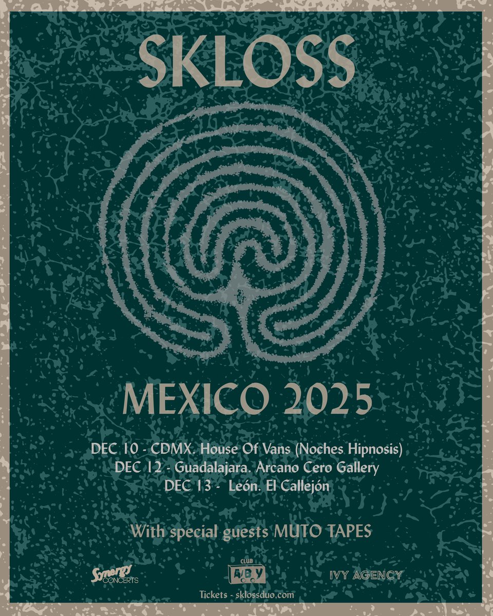🇲🇽Hola Amigos! SKLOSS MEXICO mini TOUR starts next week!! 
Can not wait to hit the road and get noisy with compadres @mutotapes 👊🏽 FUZZ NAVIDAD!🔊🌲

DEC 10 - CDMX. <a href="/houseofvanscdmx/">House of Vans CDMX</a> (Noches Hipnosis) FREE!DEC 12 - Guadalajara.  <a href="/arcano/">Carlos Laínez</a>.cero.gallery DEC 13 -  León. El Callejón