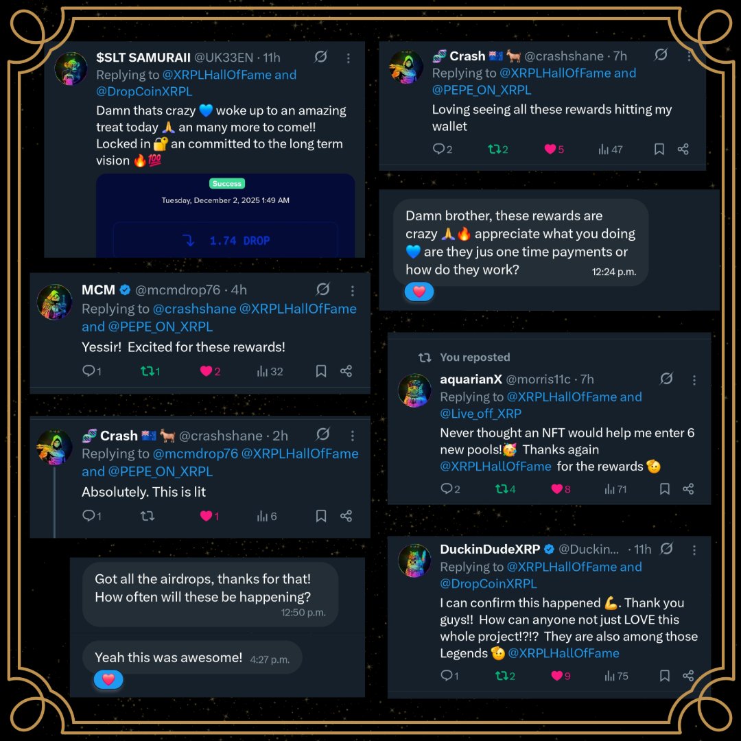 What a day for the Hall! 🏛🎁🔥

Seeing holders wake up to rewards, post their screenshots, enter new pools, and share their excitement… that’s exactly why this project exists. 💛

The Hall isn’t just NFTs —
It’s an ecosystem that gives back, grows together, and strengthens the