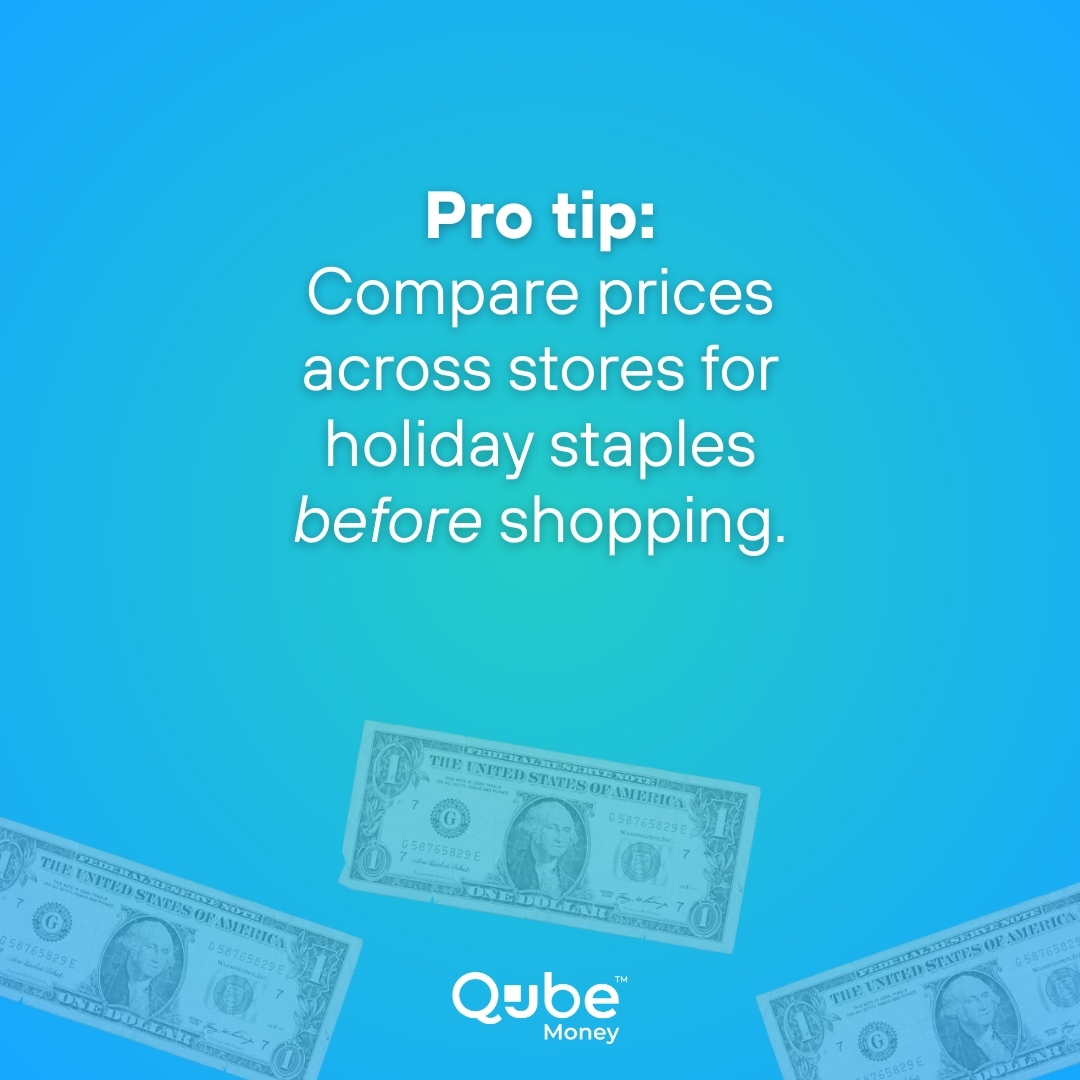 Holiday hack: a 60-second price check can save you way more than you think. Compare before you cart. 💙

#TipTuesday #SmartMoneyMoves #HolidaySpending #QubeMoney #MoneyMindset