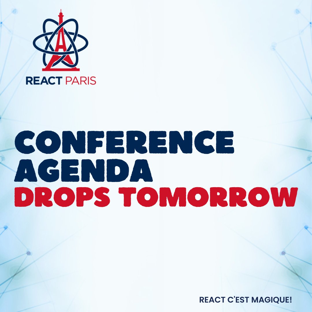 BeJS_'s tweet image. The full React.Paris 2026 #agenda releases tomorrow! 📅

Get ready to explore our curated lineup of #speakers, sessions, and timings. 

Stay tuned! 🚀