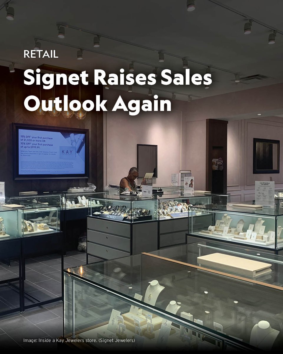 Rapaport's tweet photo. Signet Jewelers’ sales and profit increased in the third fiscal quarter as a new strategy bore fruit, prompting the retailer to lift its guidance for the second time in three months.
Read more: https://t.co/krVGD0nrUb

#rapaportnews #signetjewelers #jewelrysales #jewelryretailers https://t.co/EP3IEjskhM