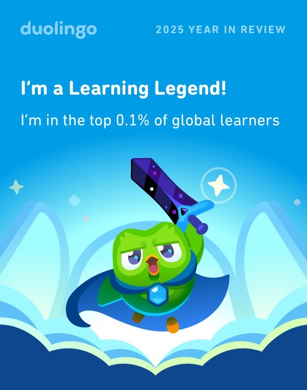 seriosilly's tweet image. Look how much I learned on Duolingo in 2025! How did you do? #Duolingo365