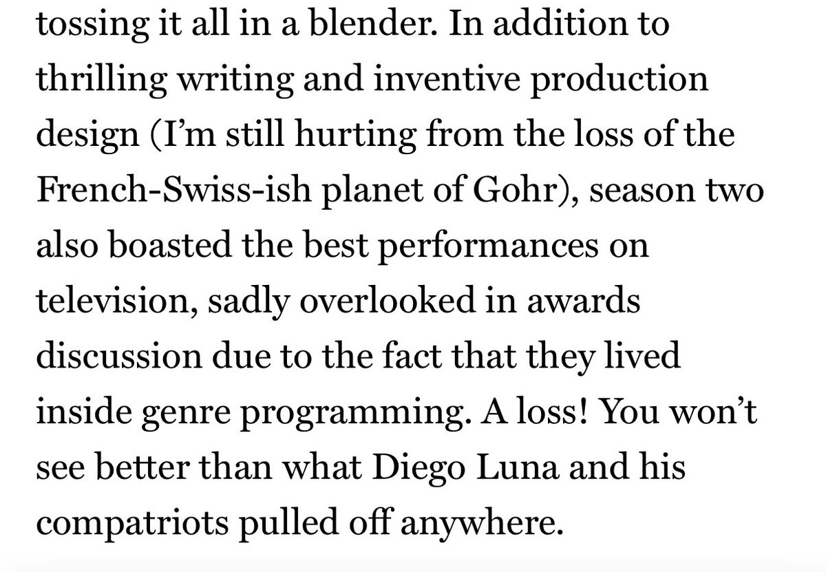 Andor: “A show I’ll be revisiting over and over for the rest of my life”. 

Late but huge surge of love for Andor - I’m still holding out hope for some awards love as we near the end of the year.