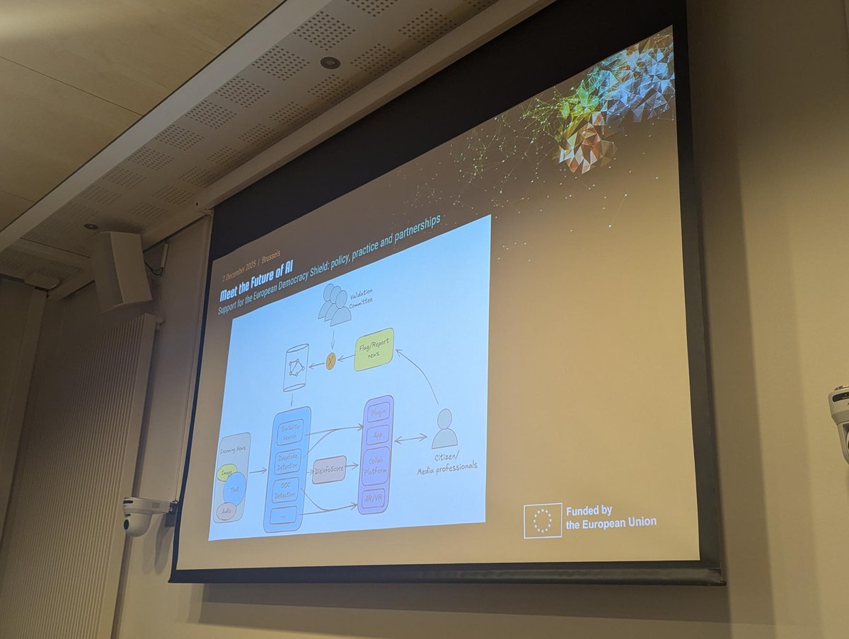 Euractiv's tweet photo. 👉 Next up in the Meet the Future of AI event: @Kevin_El_Haddad presented @ai4debunk, showcasing a project where users will gain access to resources, knowledge, and skills, empowering them to detect disinformation in the ever-changing digital landscape #MeetTheFutureofAI. https://t.co/ytppm6qUqE