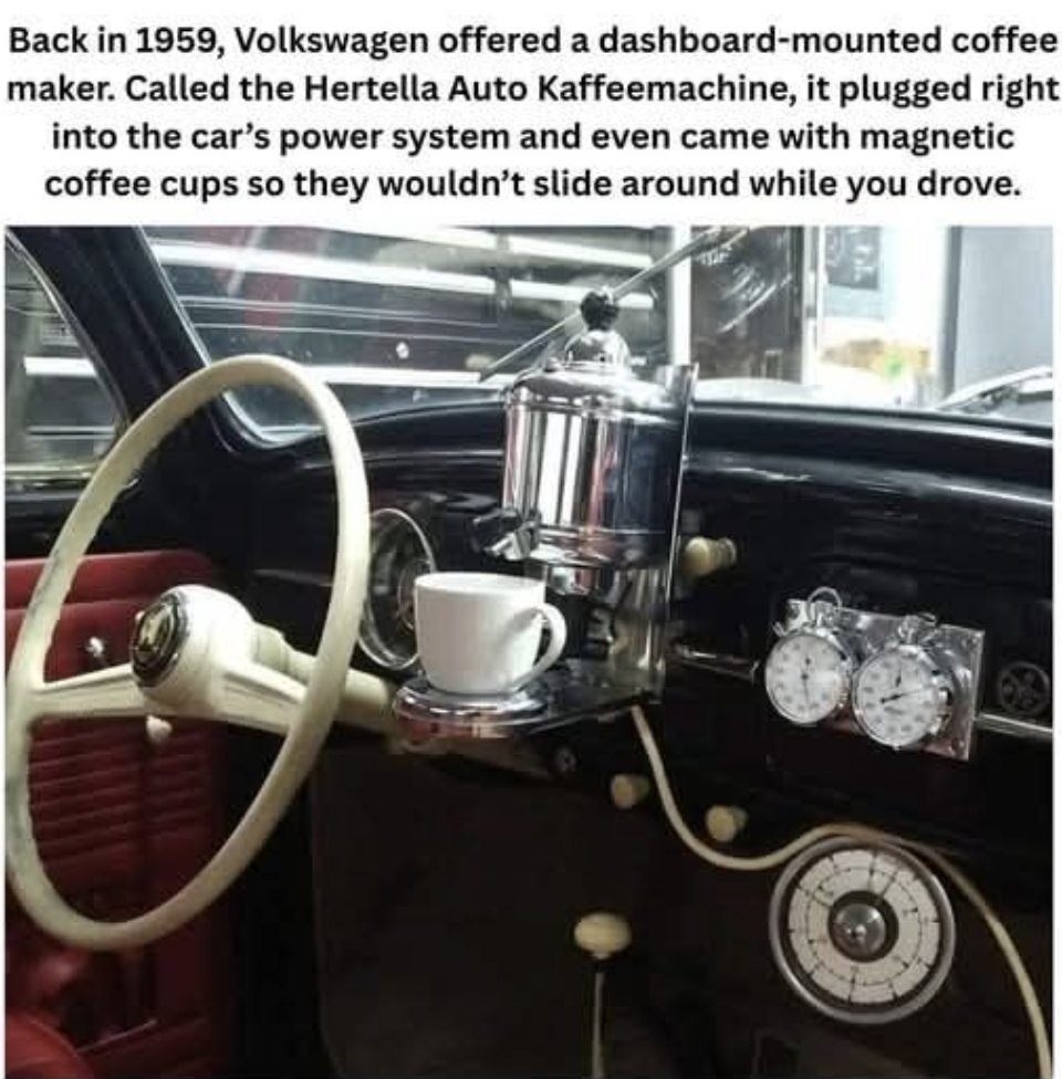 Imagine cruising down the interstate with Johnny B Goode playing as you pour yourself another cup of rocket fuel   

We must bring this back