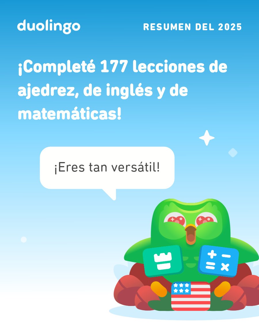 absamart's tweet photo. ¡Miren cuánto aprendí en Duolingo este 2025! ¿Qué tal ustedes? #Duolingo365 https://t.co/AjVcsybFSt